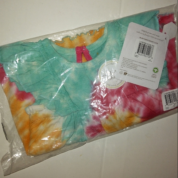 ★NWT★BURT'S BEES BABY★Magenta Maple Summer Swirl Organic Cotton 2 pc Tie-dye Set - Picture 8 of 12